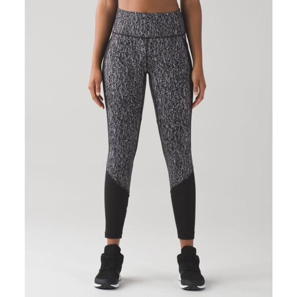 LULULEMON Fit Physique Tight Size 2 Luon Suited Jacquard Black White / Black - Picture 2 of 10
